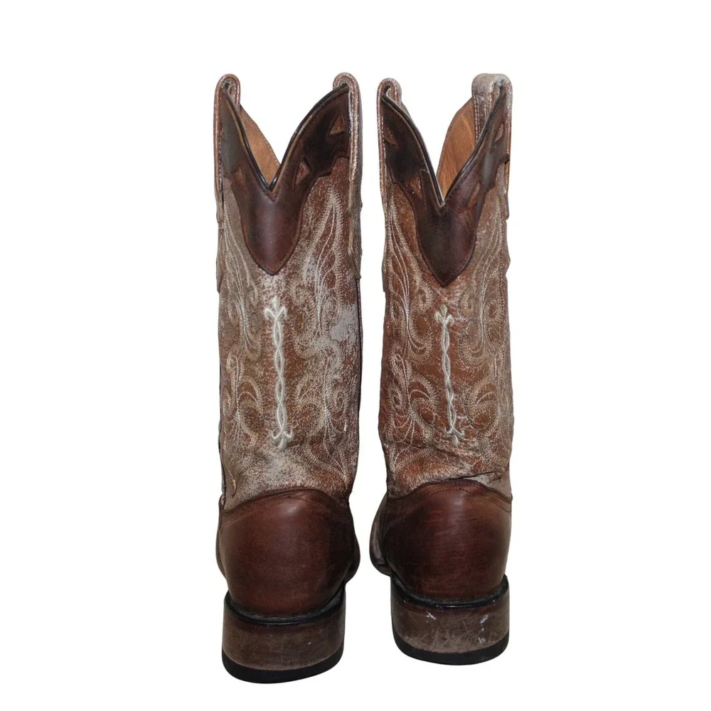 Botas Doble R Embroidered Western Cowboy Boots Kids Size 3.5 Brown Tan